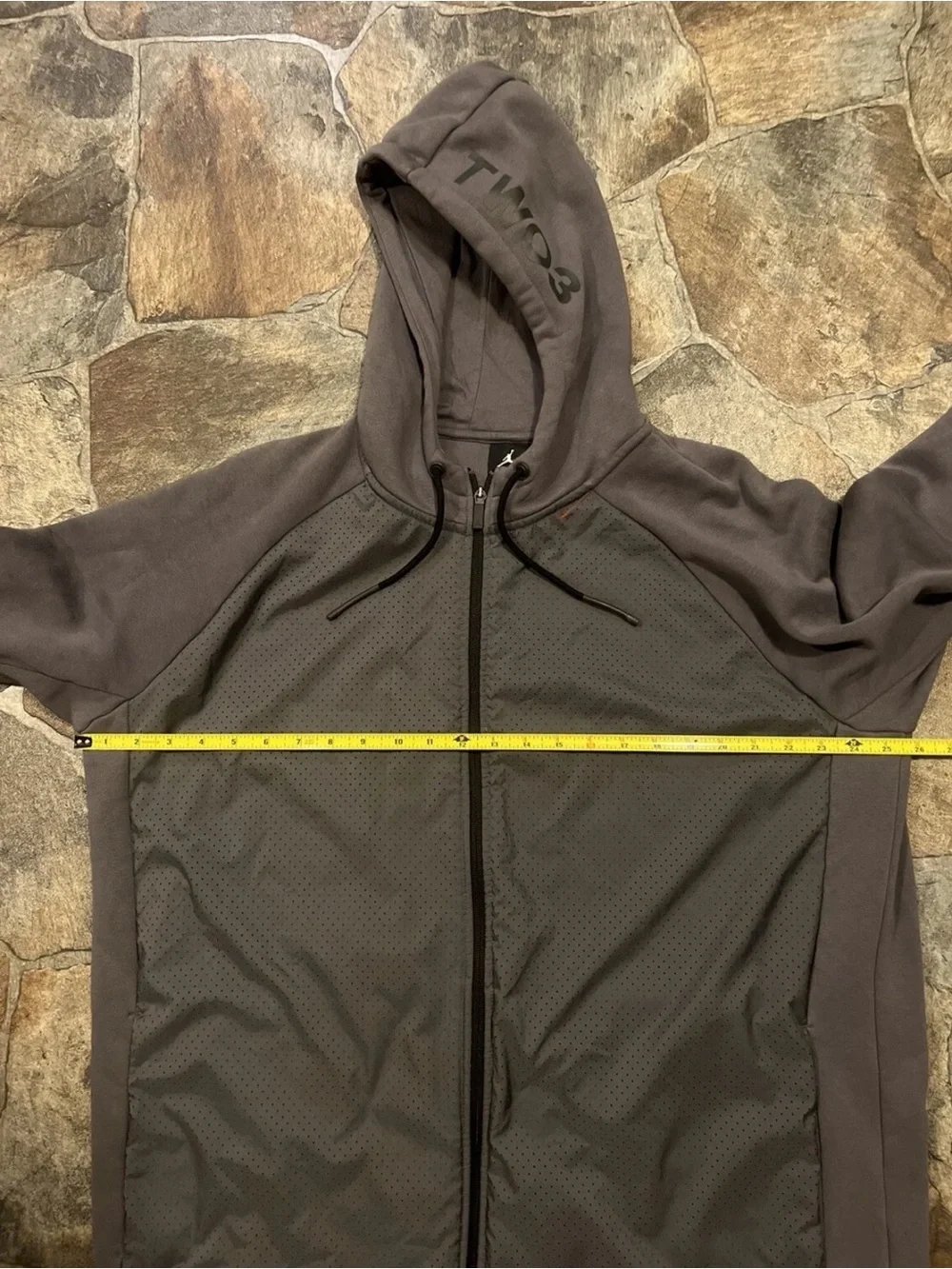 Jordan Two3 Mens Rare Hooded Logo Fleece FZ Grey Athletic Jacket!!(XXL)